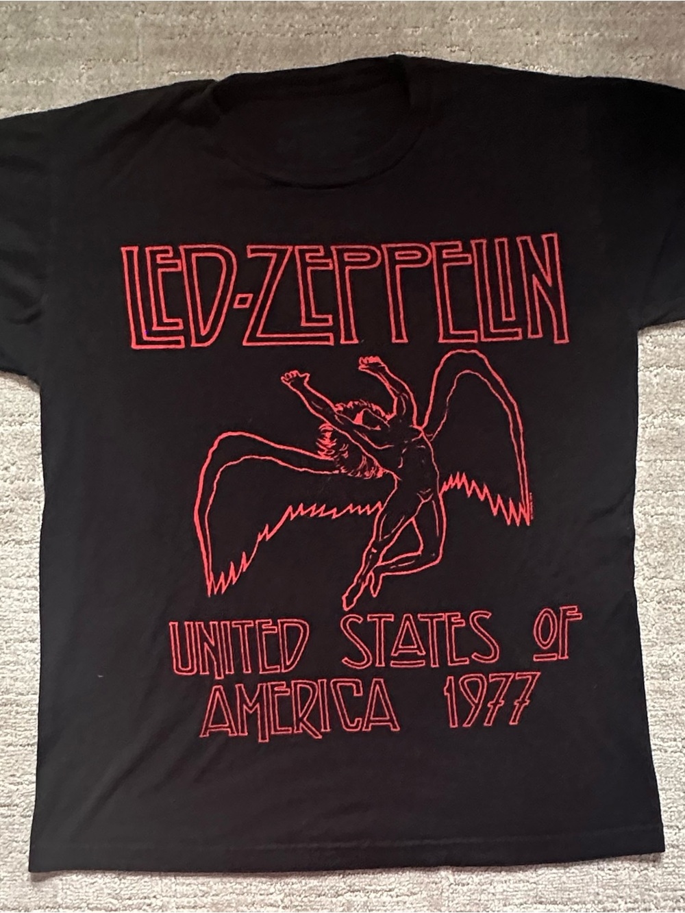 Led Zeppelin Black T-Shirt with Red Graphic - United States of America 1977